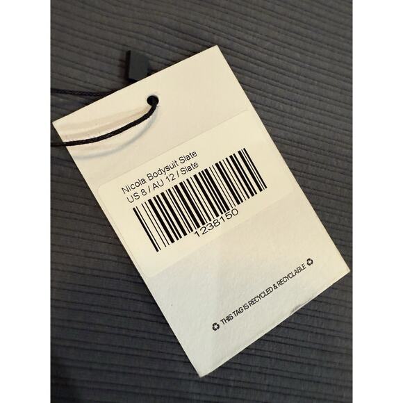 NWT PRINCESS POLLY Nicola Bodysuit Slate Gray Ribbed Criss Cross Thong Stretch 8 - Picture 6 of 16